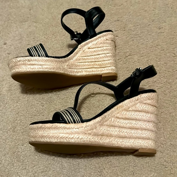 Franco Fortini Black Espadrille Heels Size 6.5 - Picture 5 of 7